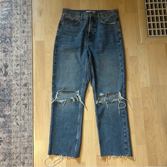 TOPSHOP Mid Rise Ripped Dad Jeans - Blue see description - Picture 6 of 8